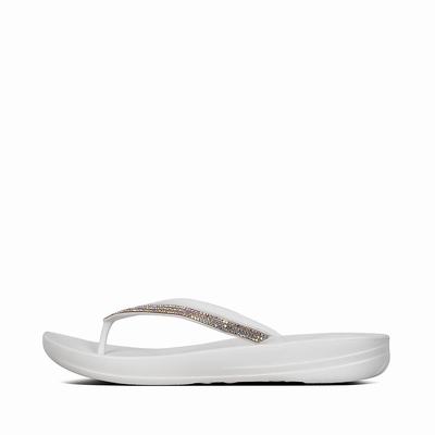 Fitflop Women's IQUSHION Sparkle Ergonomic Flip Flops - White, JA3417206